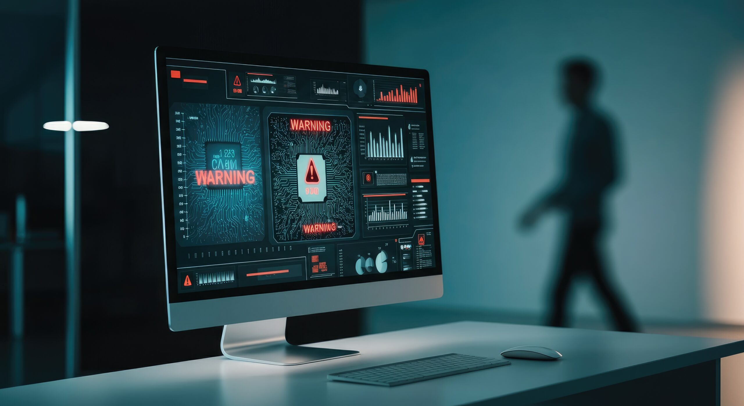 Employee using unapproved AI tools on laptop representing the shadow AI governance challenge